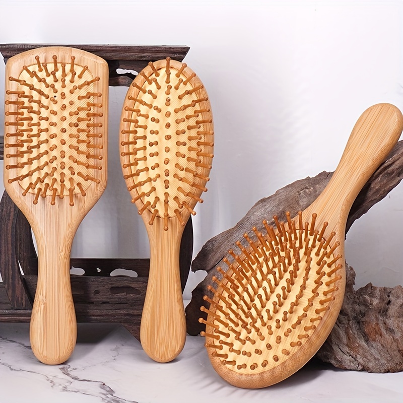Peine de madera para el cuidado del cabello, peine de bambú para
