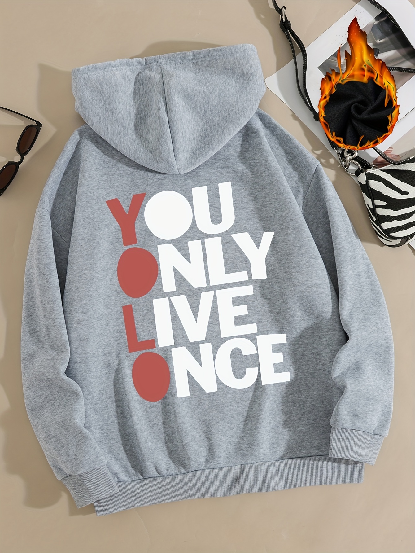 Letter Print Hoodie Drawstring Casual Hooded Sweatshirt - Temu Philippines