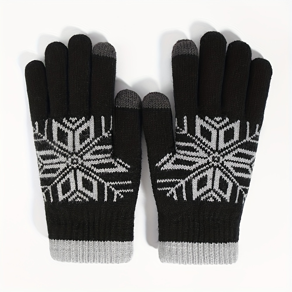 Christmas Snowflake Plush Gloves Touch Screen Warm Knitted Full Finger