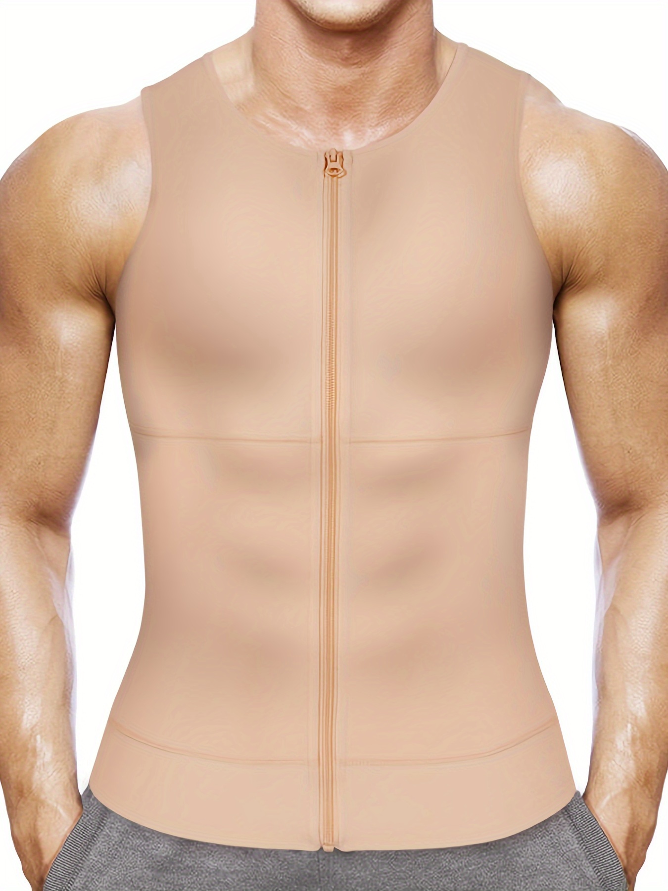 * Men's Compression Shirt Tank Top With Zipper, Body Shapewear For Men