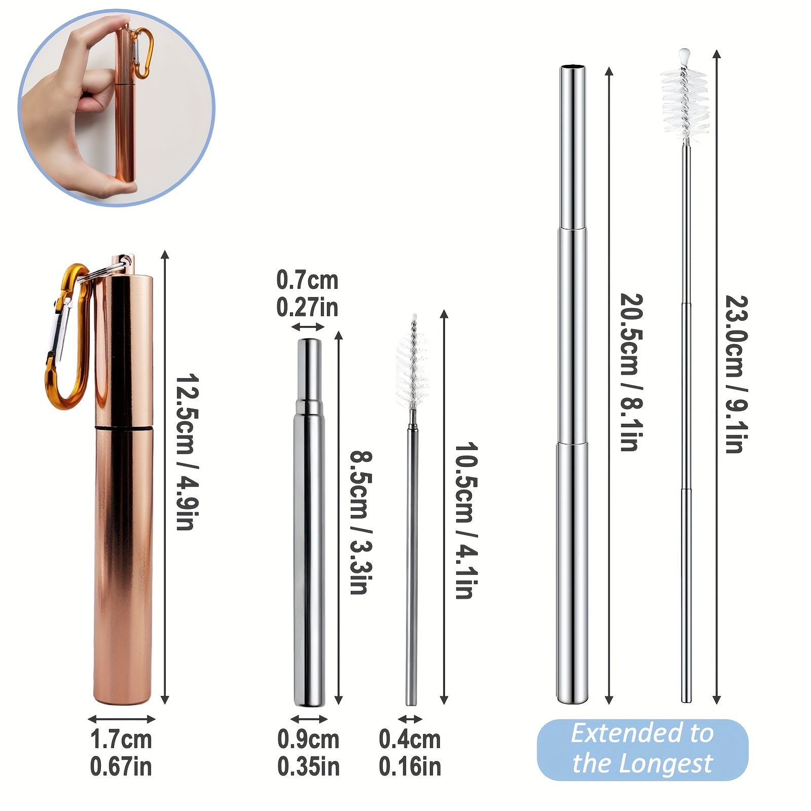 10.5 Copper Metal Straws