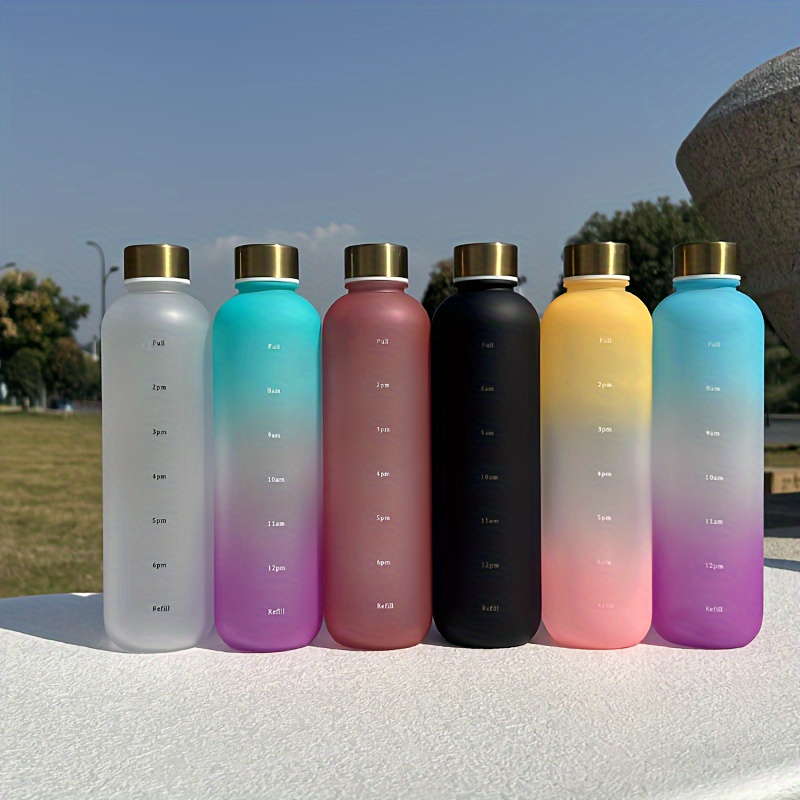 Time Marked Cute Water Bottles for Women and Men, BPA Free Frosted