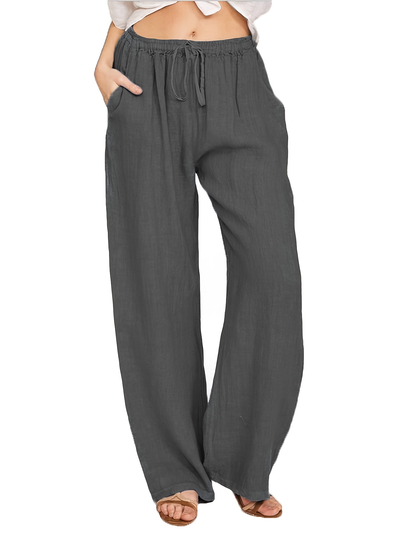 ASEIDFNSA Pantalones De Trabajo Para Mujer Women'S Dress Pant Solid  Drawstring Wide-Leg Women'S Sports Leisure Print And Pants Drawstring And  Pants