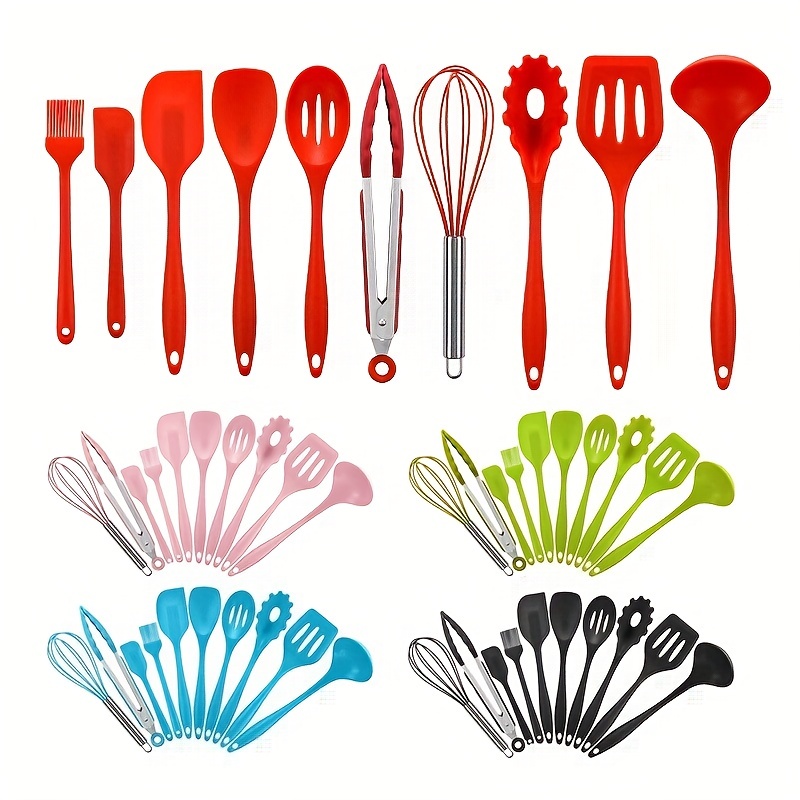 10 PCS Silicone Cookware Set Kitchen Cooking Tools Baking Tools Tableware  Silicone Shovel Spoon Scraper Kitchen Accessories