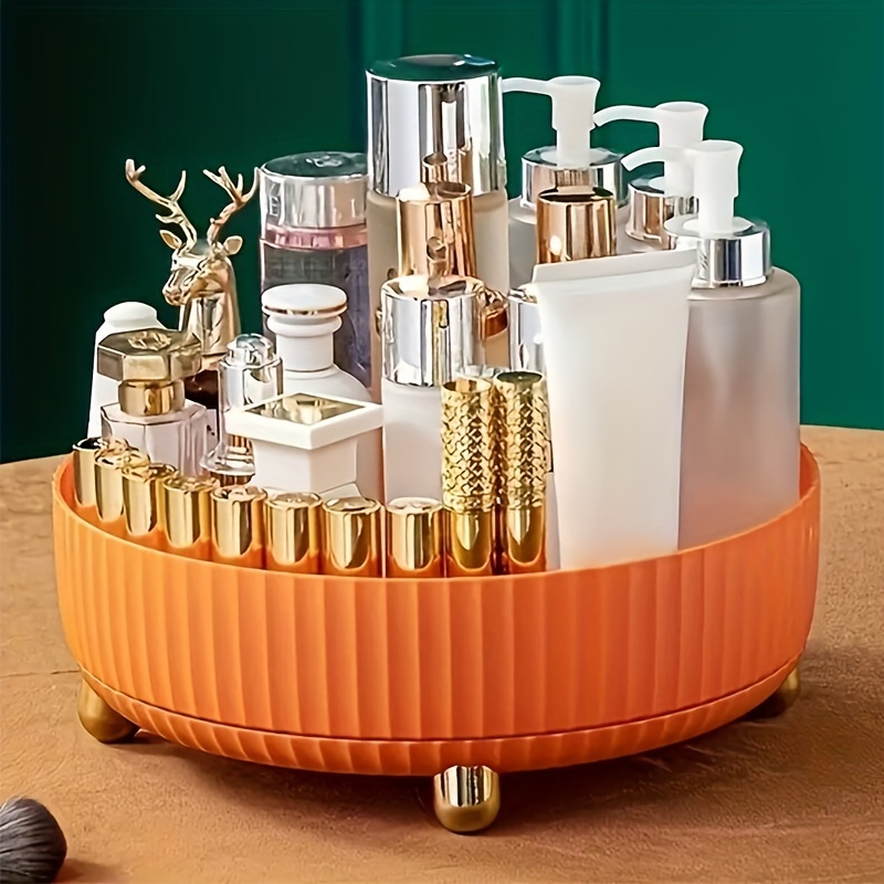 Vassoio Rotondo 1pc, Organizzatore Di Vanità Per Comò Profumi Per Trucco,  Vassoio Portaoggetti Desktop Con Motivo A Grana Di Legno, Vassoi Multiuso  Per Conservare E Decorare La Casa