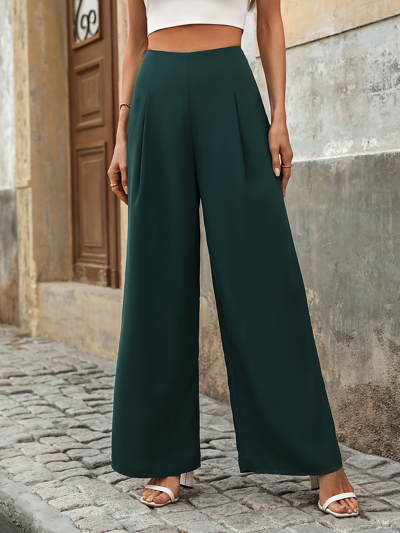 Pantalones De Cintura Alta Sólidos Pantalones Elegantes De - Temu Mexico