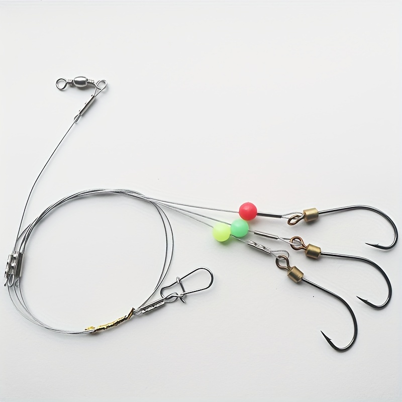 Wire Leader Swivel Three Barbed Hooks Outdoor Fishing - Temu