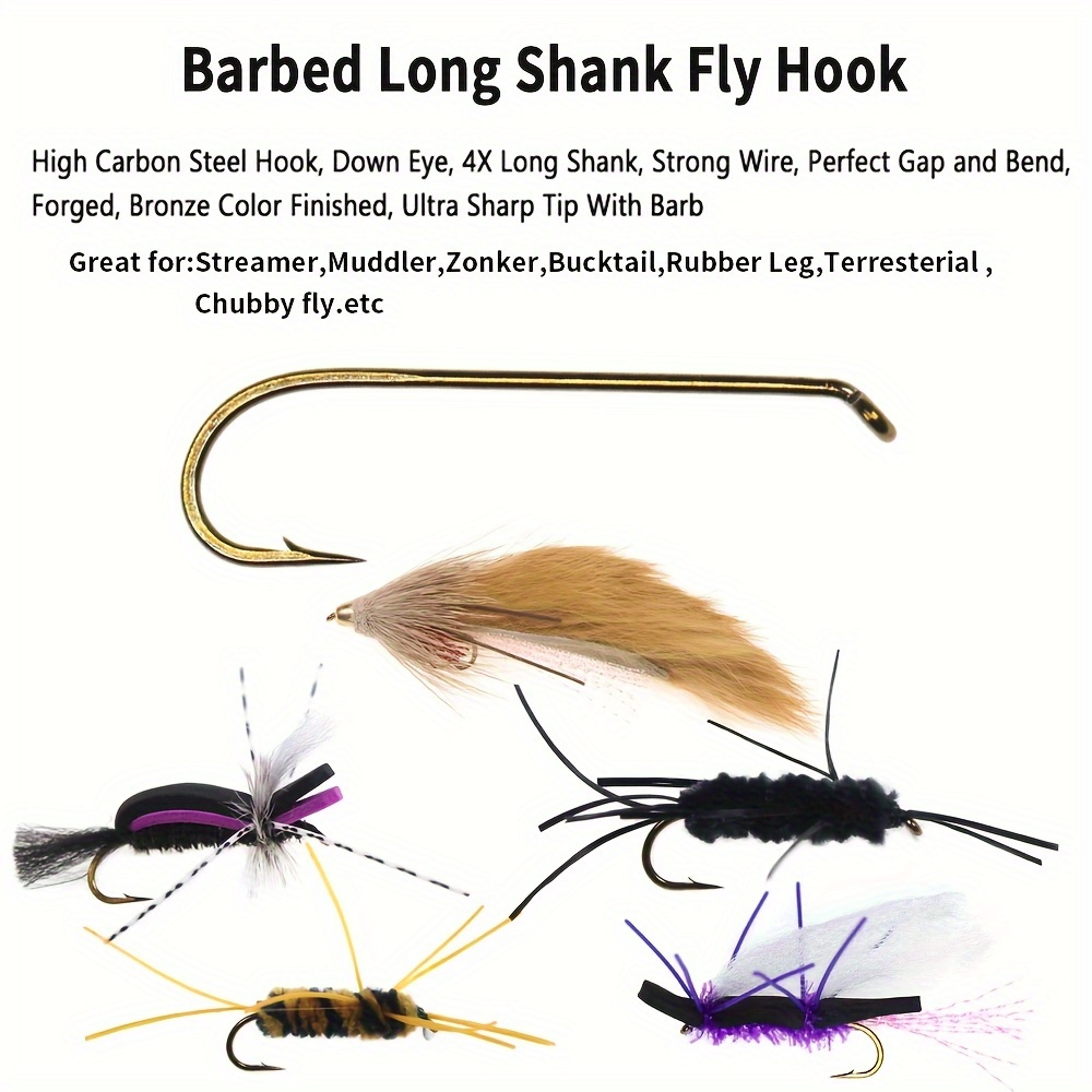 Premium Barbed Long Shank Fly Tying Hooks Streamer Muddler - Temu Canada