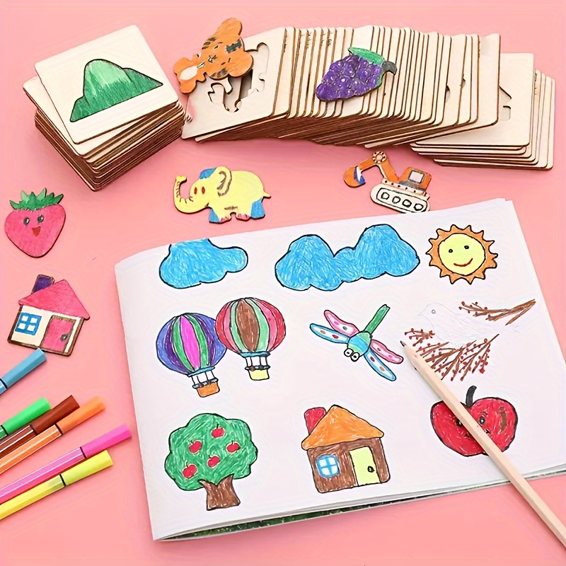 Wooden Diy Drawing Template Templates Children's Drawing - Temu