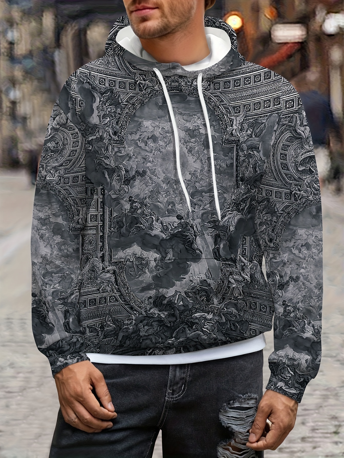 Geometric Pattern Print Hoodie, Cool Hoodies For Men, Men's Casual Graphic  Design Pullover Hooded Sweatshirt With Kangaroo Pocket Streetwear For  Winter Fall, As Gifts - Temu