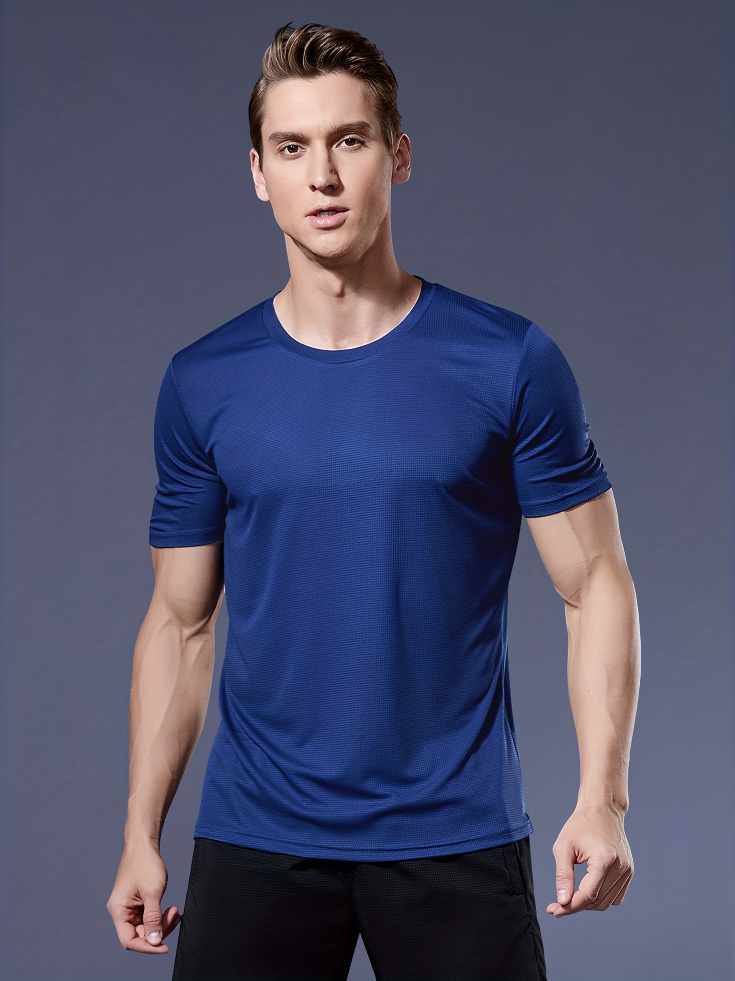 Men's Solid Colour Summer Short Sleeve T-Shirt Men's Quick Dry Fitness  Running Clothing Casual Loose Lightweight Sweatshirt (Color : Black1, Size  : Medium) : : Clothing, Shoes & Accessories