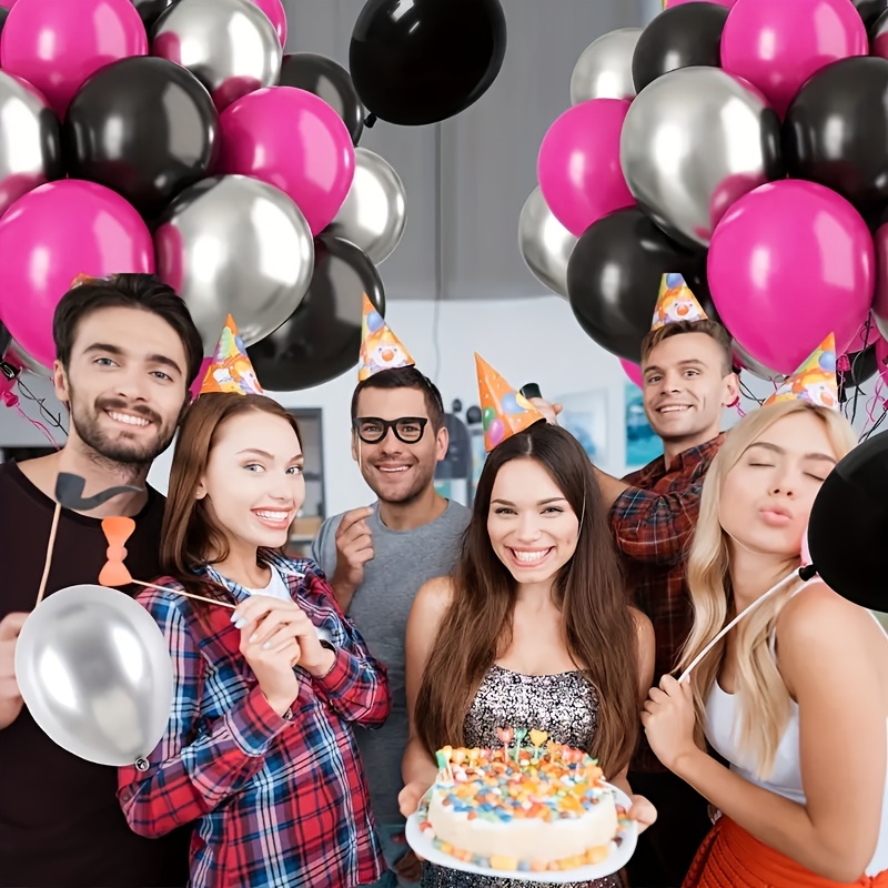 50 Globos Negros Metalicos 12 Pulgadas Para Decoracion Aniversario