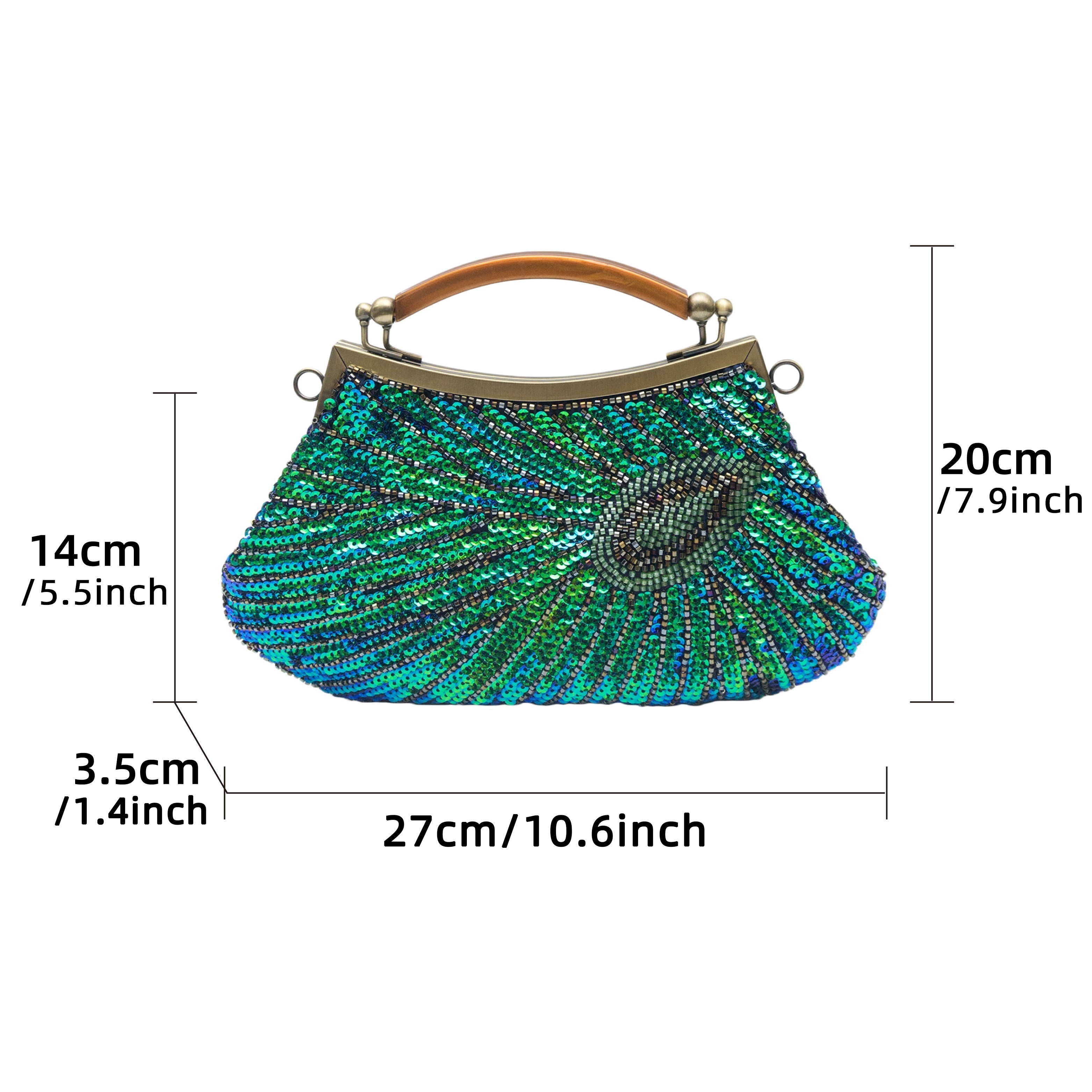 Women's Vintage Beaded and Sequined Evening Bag Wedding Party Handbag  Clutch Purse