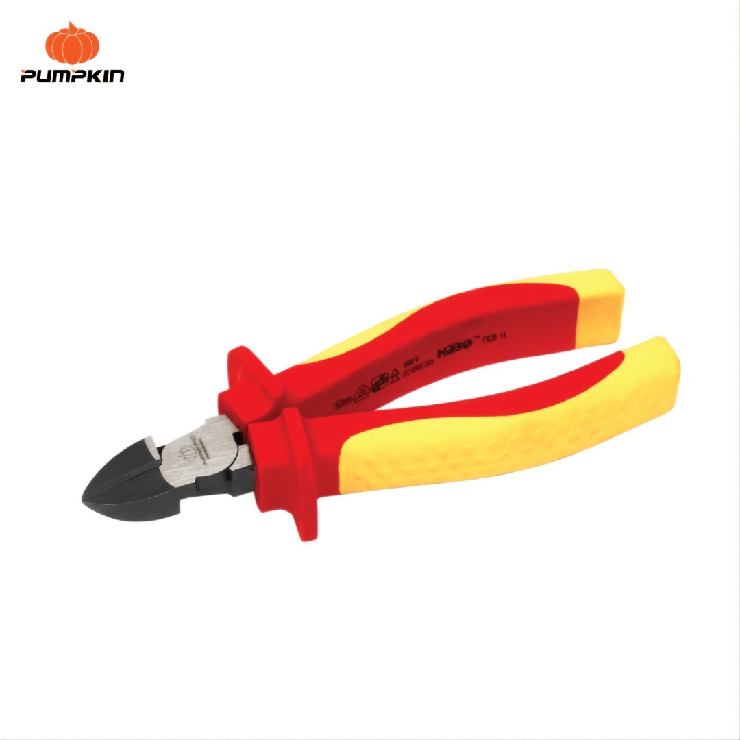 8 in. 1000-Volt Insulated Long Nose Pliers with Cutter and Chrome Plating  in Red/Yellow