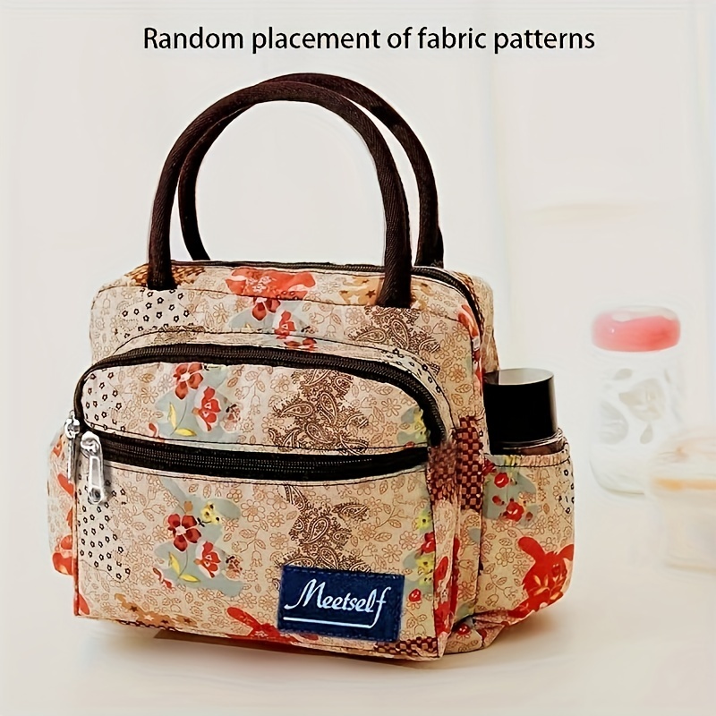 Women's Print Canvas Handbag, Waterproof Lunch Bag - Temu