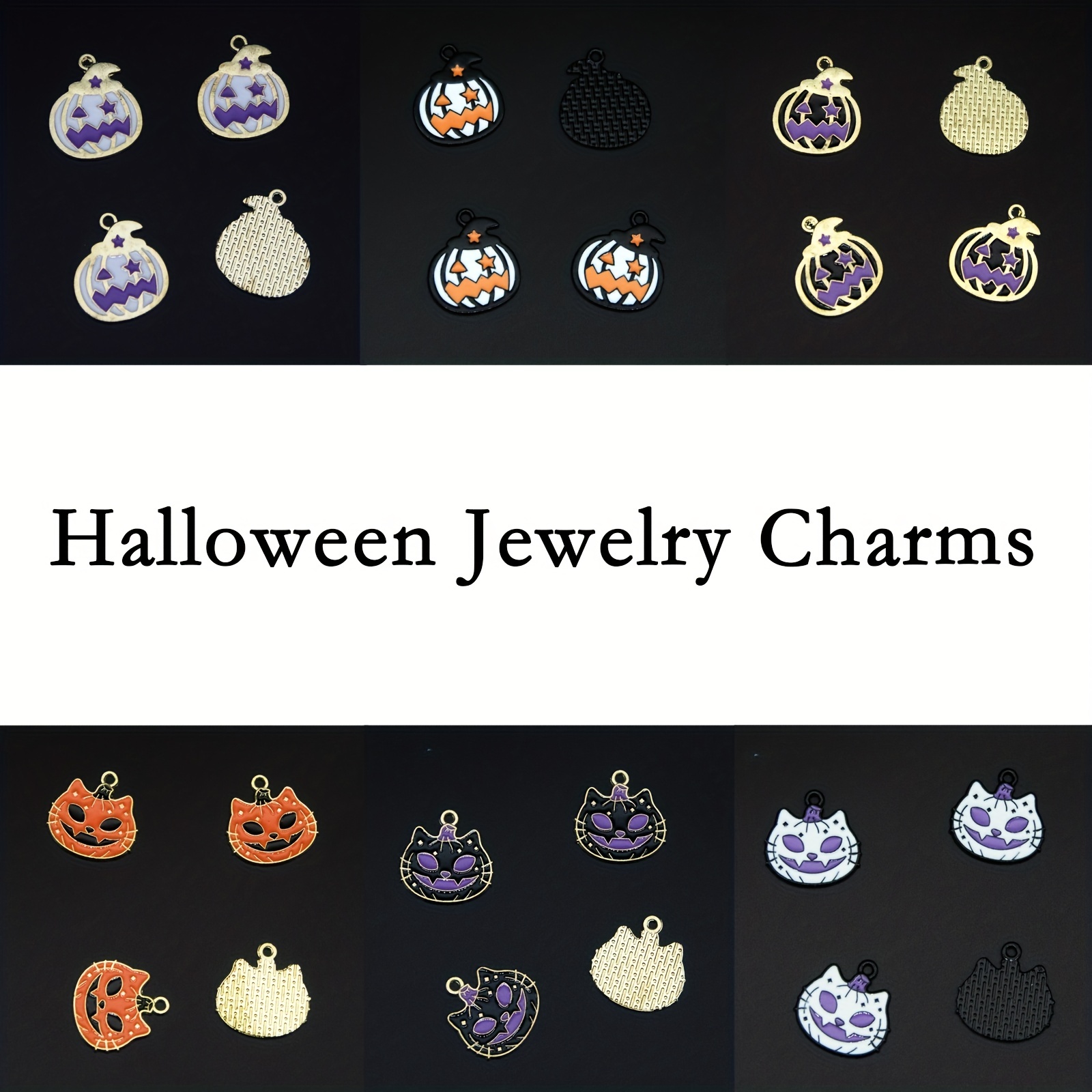 10pcs Cute Halloween Cat Charms DIY Jewelry Making Animal Charms Pendants  For Necklace Earrings Accessories