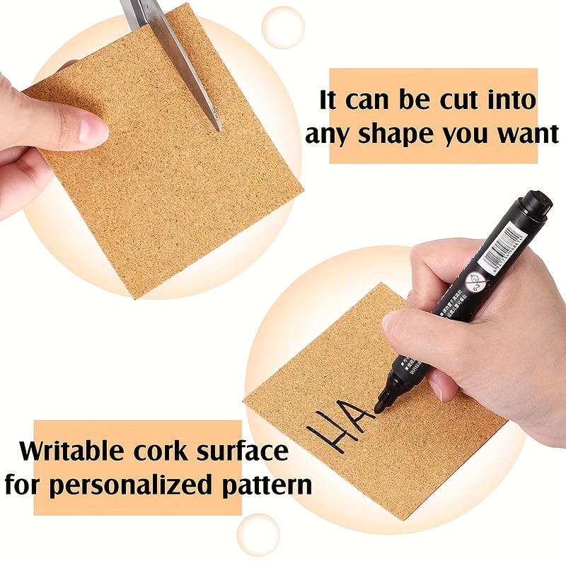 100/50Pcs Self Adhesive Cork Squares and Round DIY Adhesive Cork