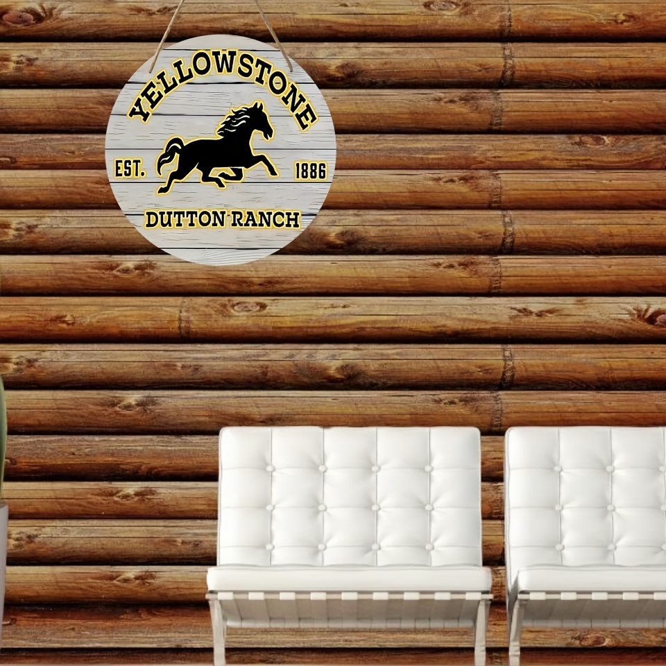 1pc ,1886 Yellowstone Blue Horse Dutton Ranch Montana Est. Round Wooden  Sign, Wall Decor,Home Decor, Room Decor,Farmhouse Decor(8x8/20cm*20cm)Sign