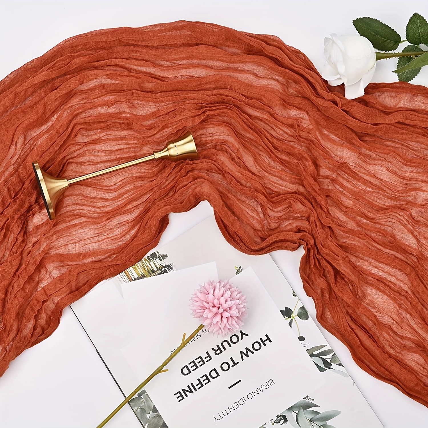 Rustic Terracotta Cheesecloth Table Runner 10FT for Weddings Bridal Showers