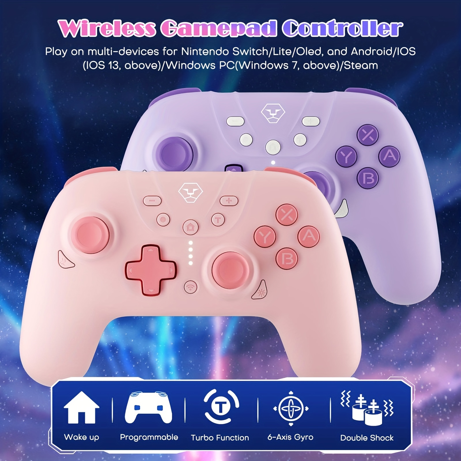 Switch Controllers, Wireless Switch Pro Controllers for Nintendo  Switch/Switch Lite/OLED/Android/iOS/PC,Switch Remote Gamepad with 4  Programmable