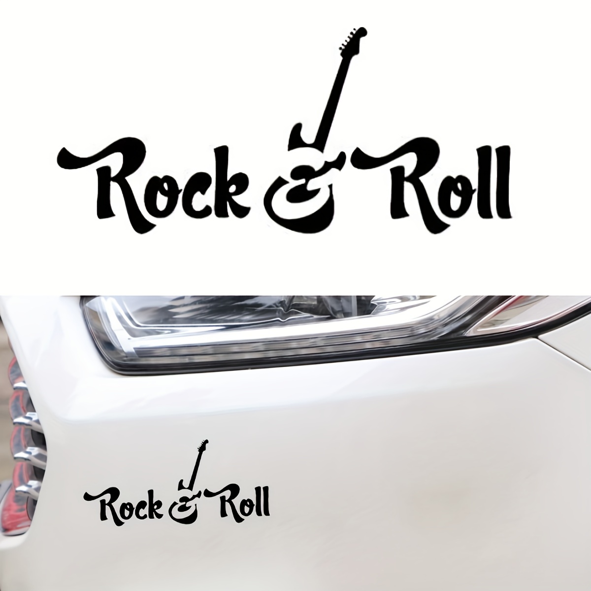 5.04*2.28inch Cool Rock N Roll Guitar Coolest Car Sticker, Styling Auto  Window Rear Windshield Scratch Proof Waterproof Decals