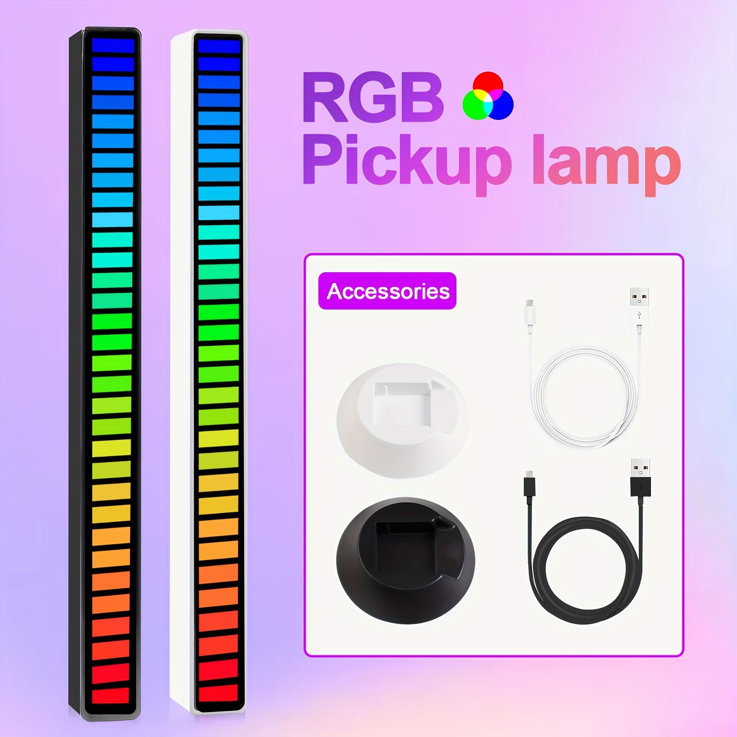 Pick-up Atmosphère 3D Lampe de bureau Musique Lampe de rythme, Charge USB