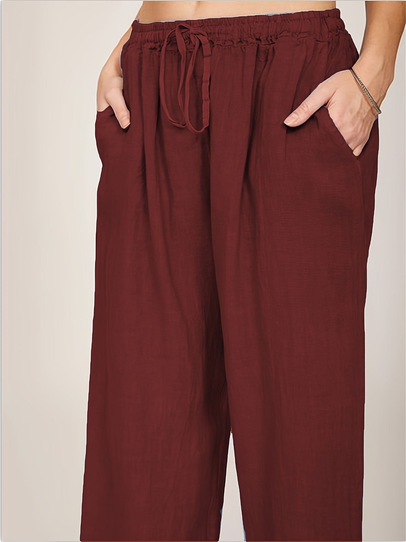 Drawstring Wide Leg Pants Solid Loose Palazzo Pants Casual - Temu