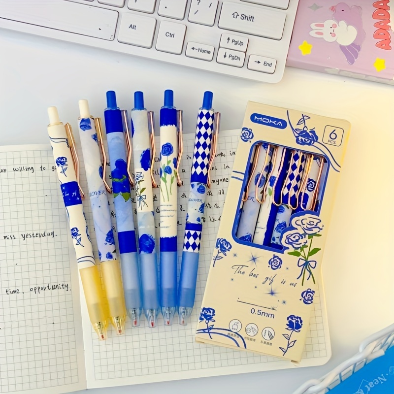 Colorful Gel Pen Set Kawaii Blue Ballpoint Pen For Journal - Temu