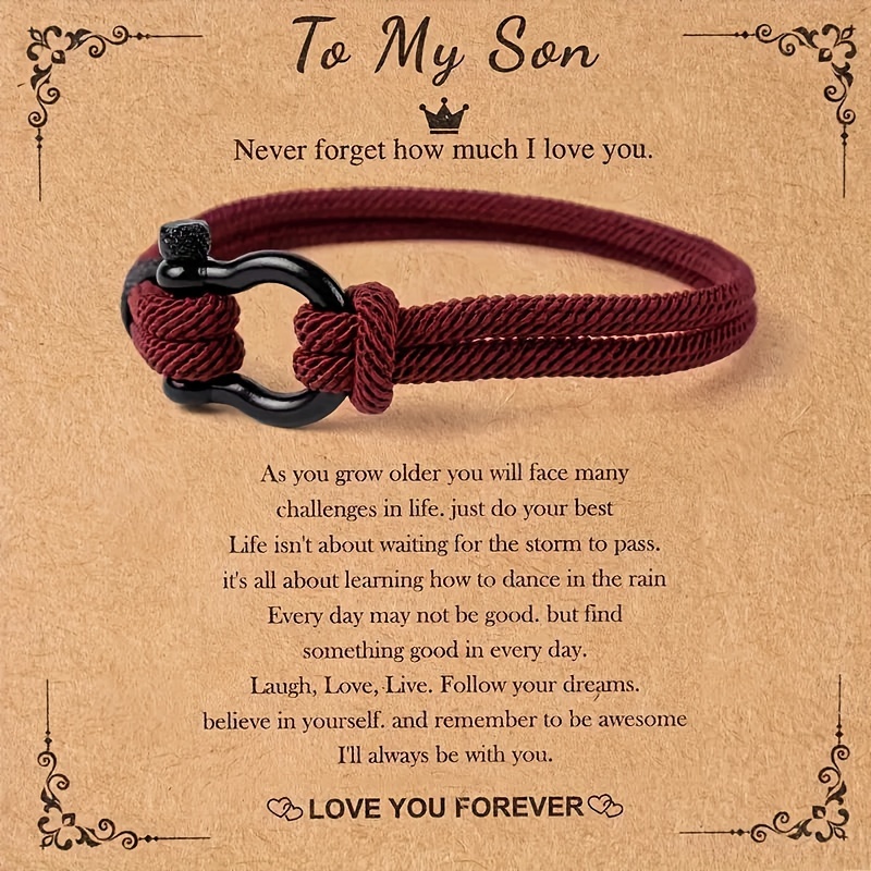 1pc, to My Son Grandson Bracelet from Mom Grandmom, Nautical Bracelet, Inspirational Wristband, Handmade Mens Bracelet, Gift from Mother Dad