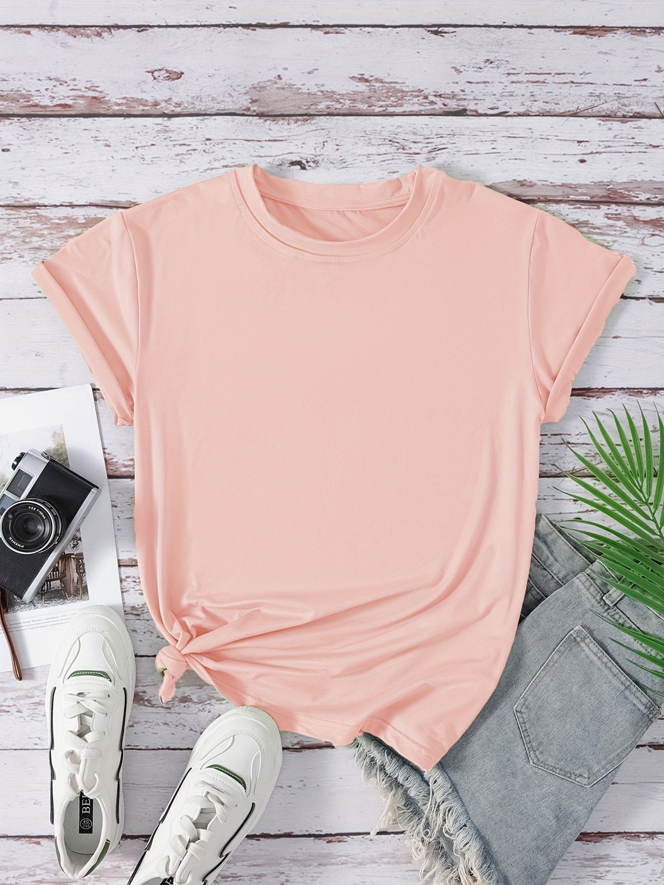 Plus Size Basic T shirt Women's Plus Plain Short Sleeve - Temu Canada