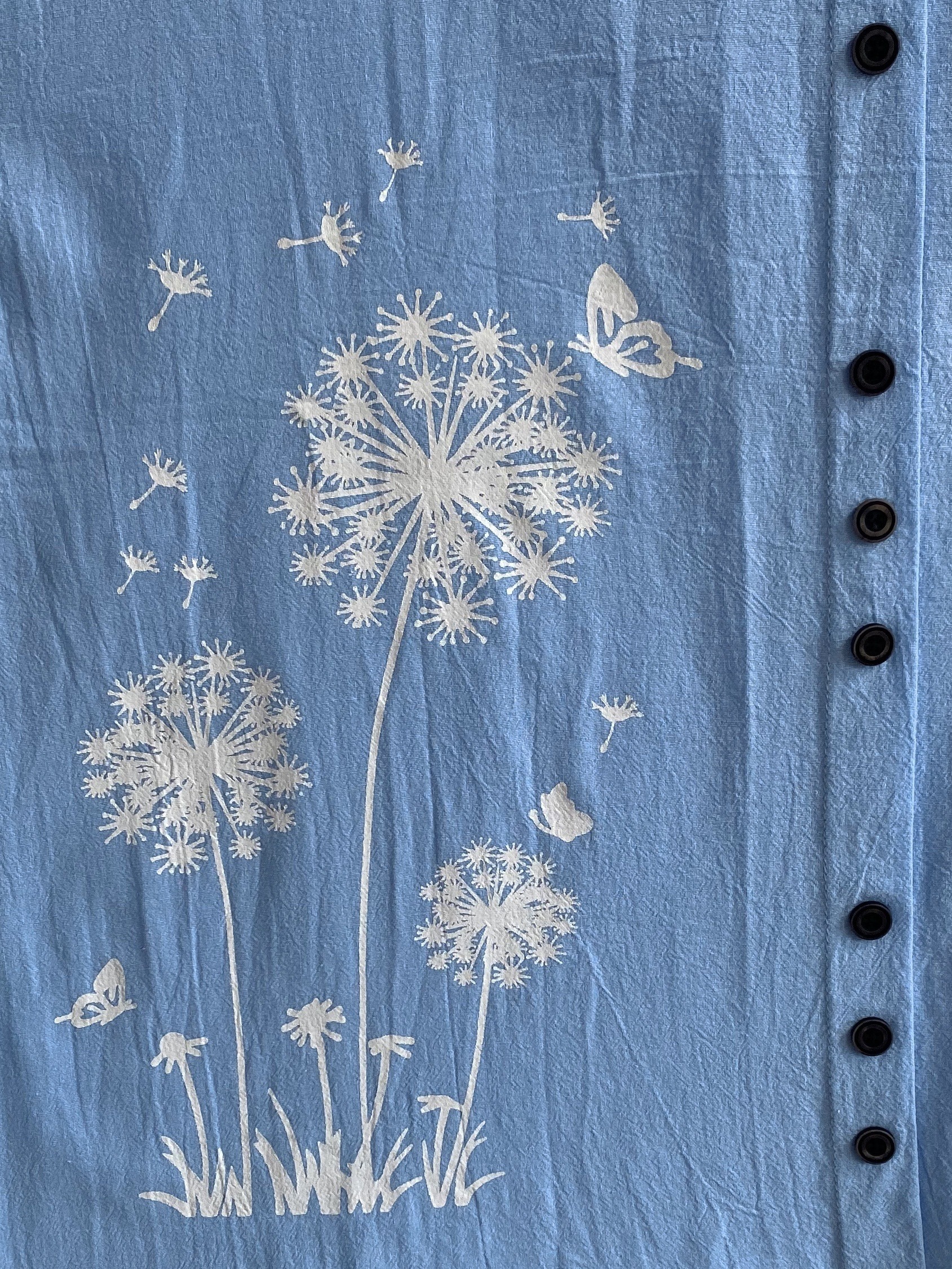 Denim Leggings with Embroidered Dandelion Pattern - Its All Leggings