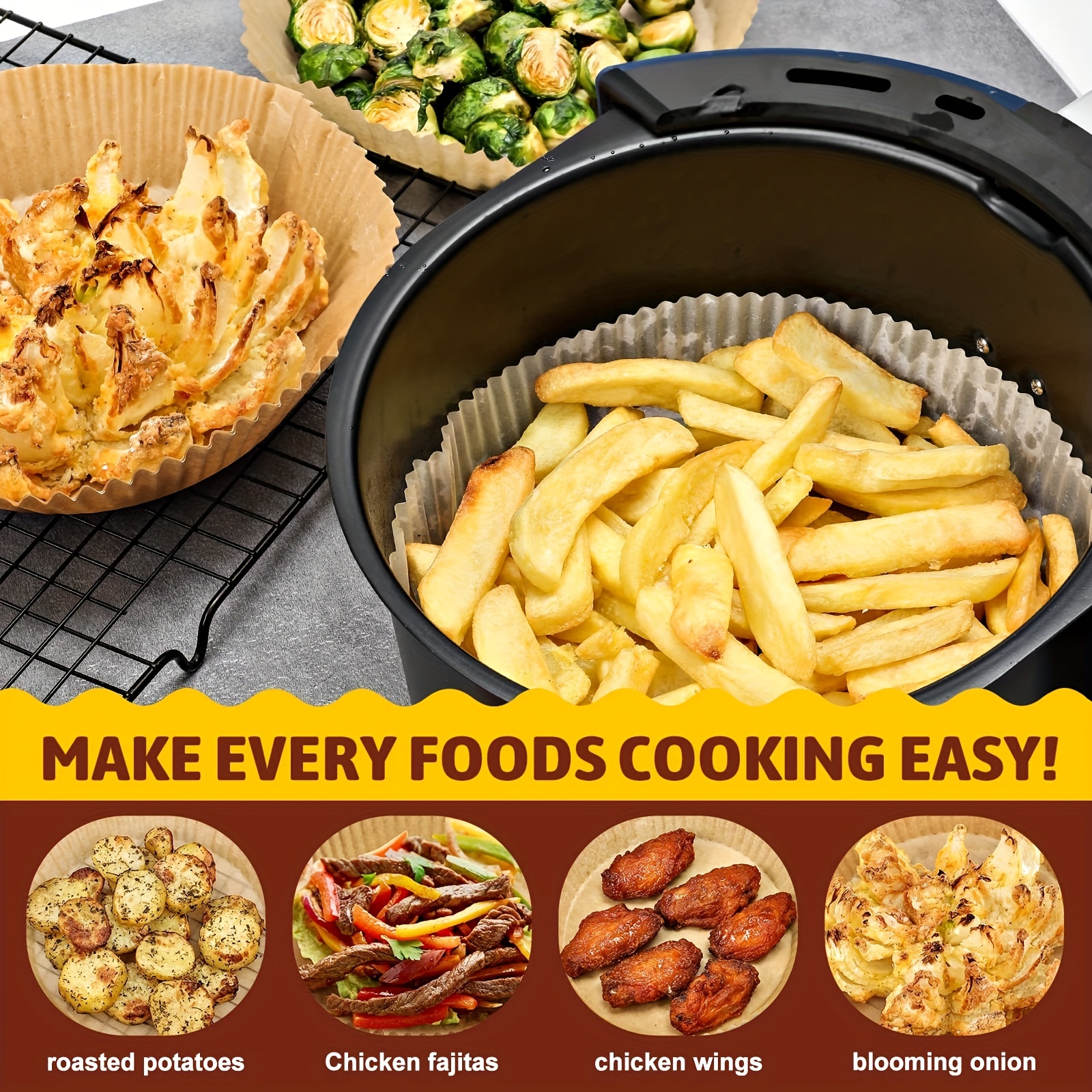 Circular Large size Air Fryer Liners Disposable Paper Bowl - Temu