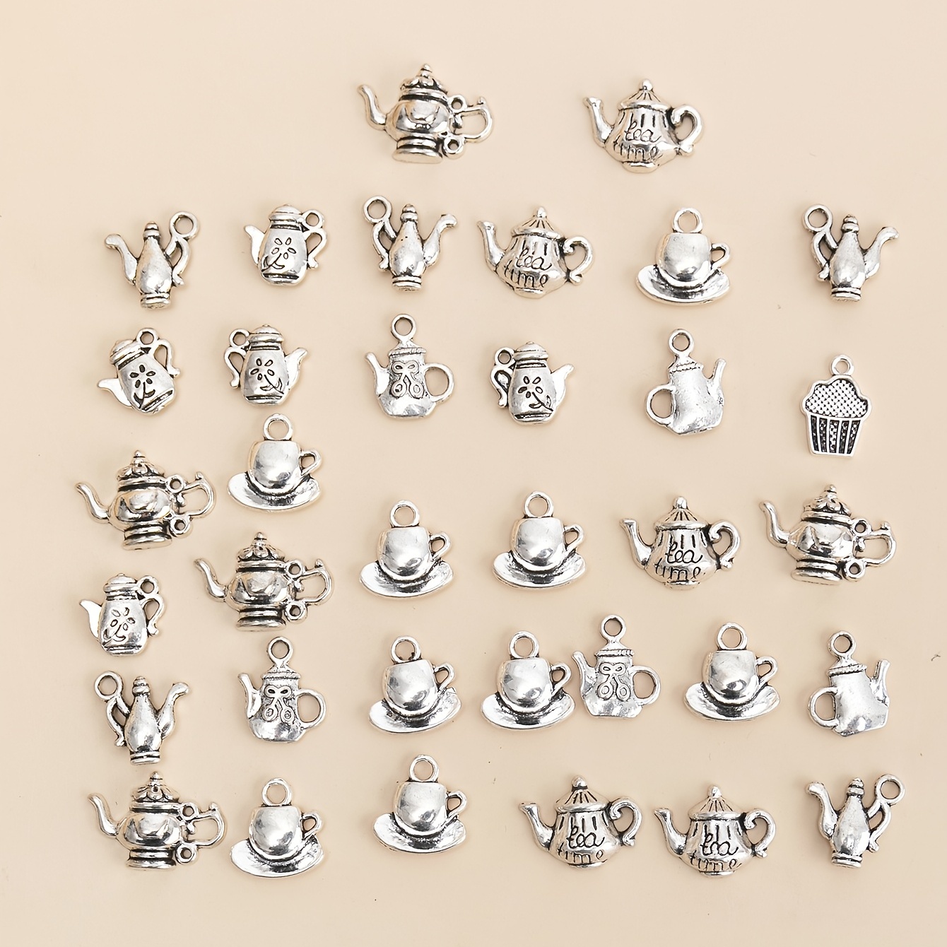 35Pcs Zinc Alloy Kettle Teapot Charms Pendant Retro Jewelry Making DIY Materials