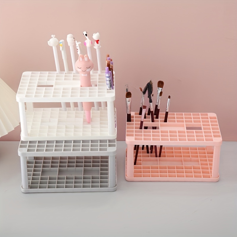 Penholder Desk Foldable Plastic Paintbrush Holders Multi-holes