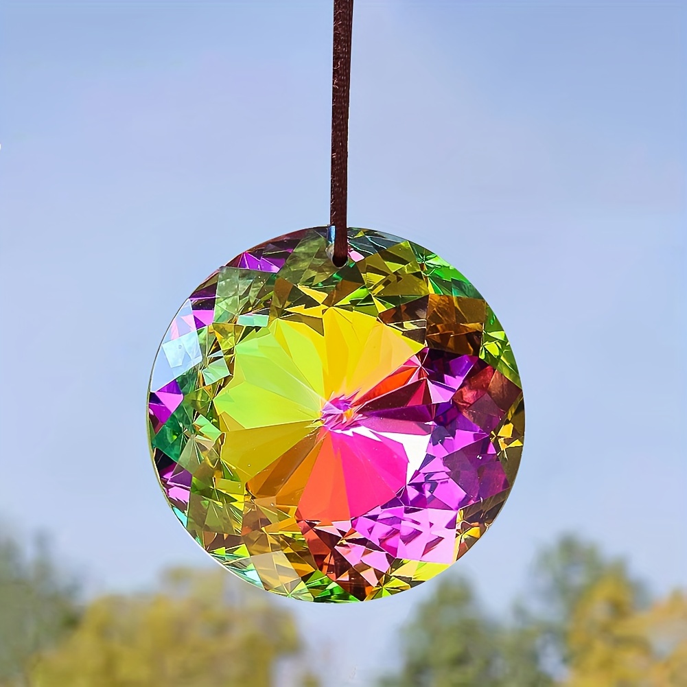 

1 Pack, 45mm Aurora Ab Illusion Round Crystal Suncatcher Faceted Prismatic Crystal Chandelier Pendant Glass Rainbow Maker Patio Garden Crystal Accessories Decorative Hanging