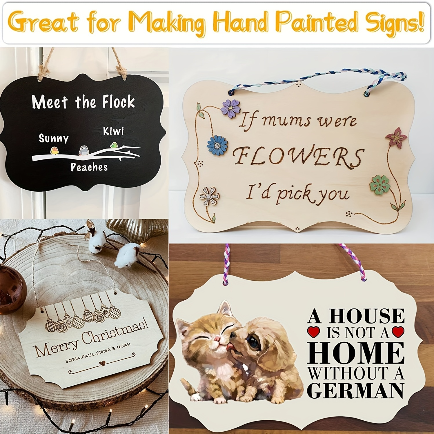 Hanging Wood Plaques for Crafts with Hemp Rope, DIY Painting Blank Wooden  Sign for Garden Decor Festival Suppliers