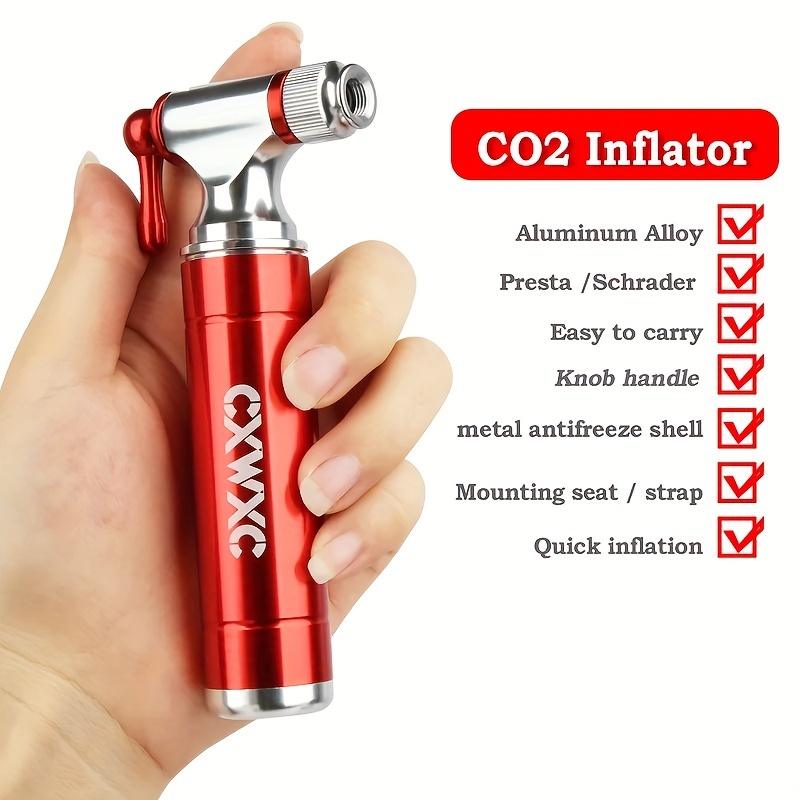CXWXC Bicycle CO2 Air Pump Mini Portable Schrader Presta Adapter Co2  Bicicleta Fast Tire Inflator Cycling MTB CO2 Cartridge