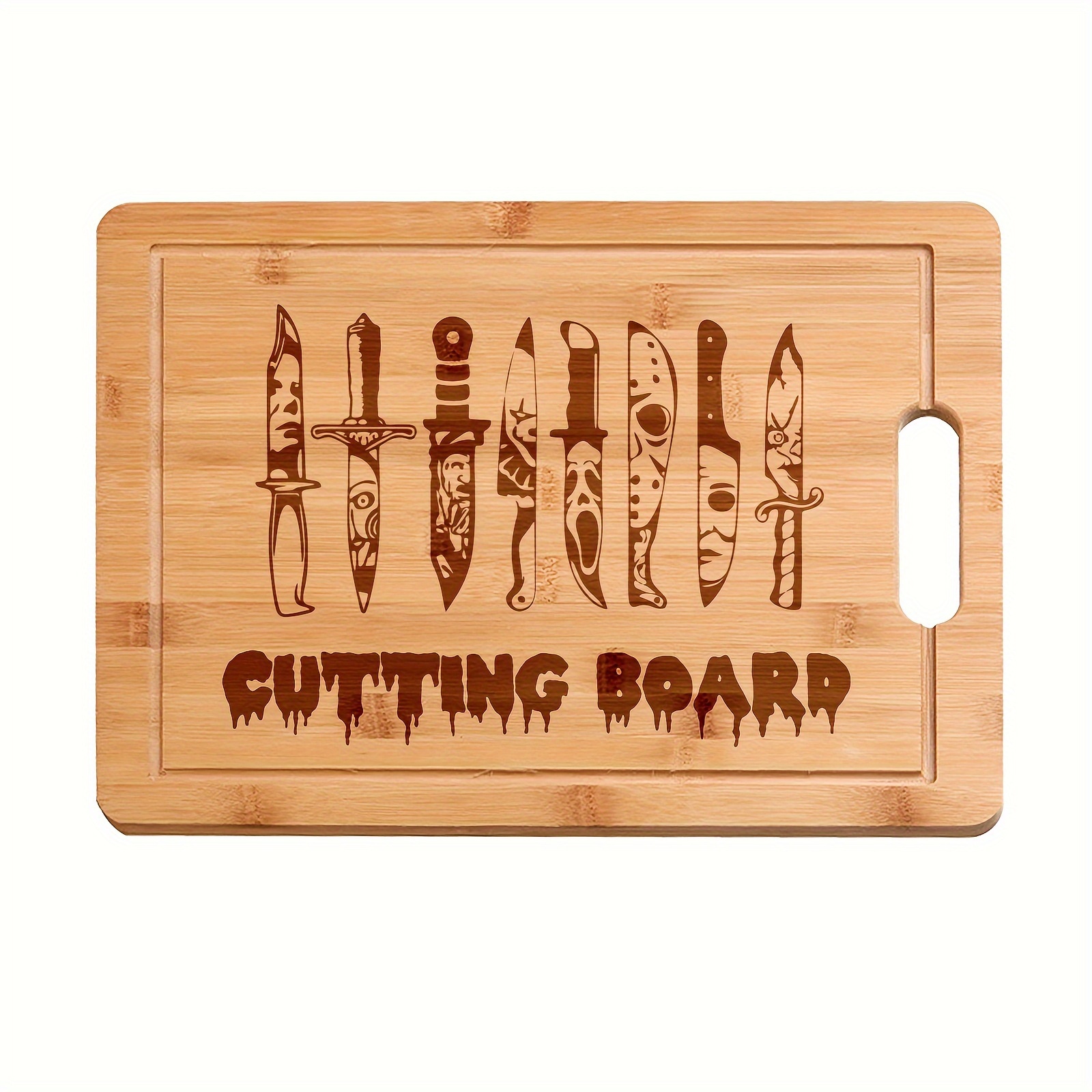 Action Movie Cutting Board Set of Three, Engraved Bamboo Cutting