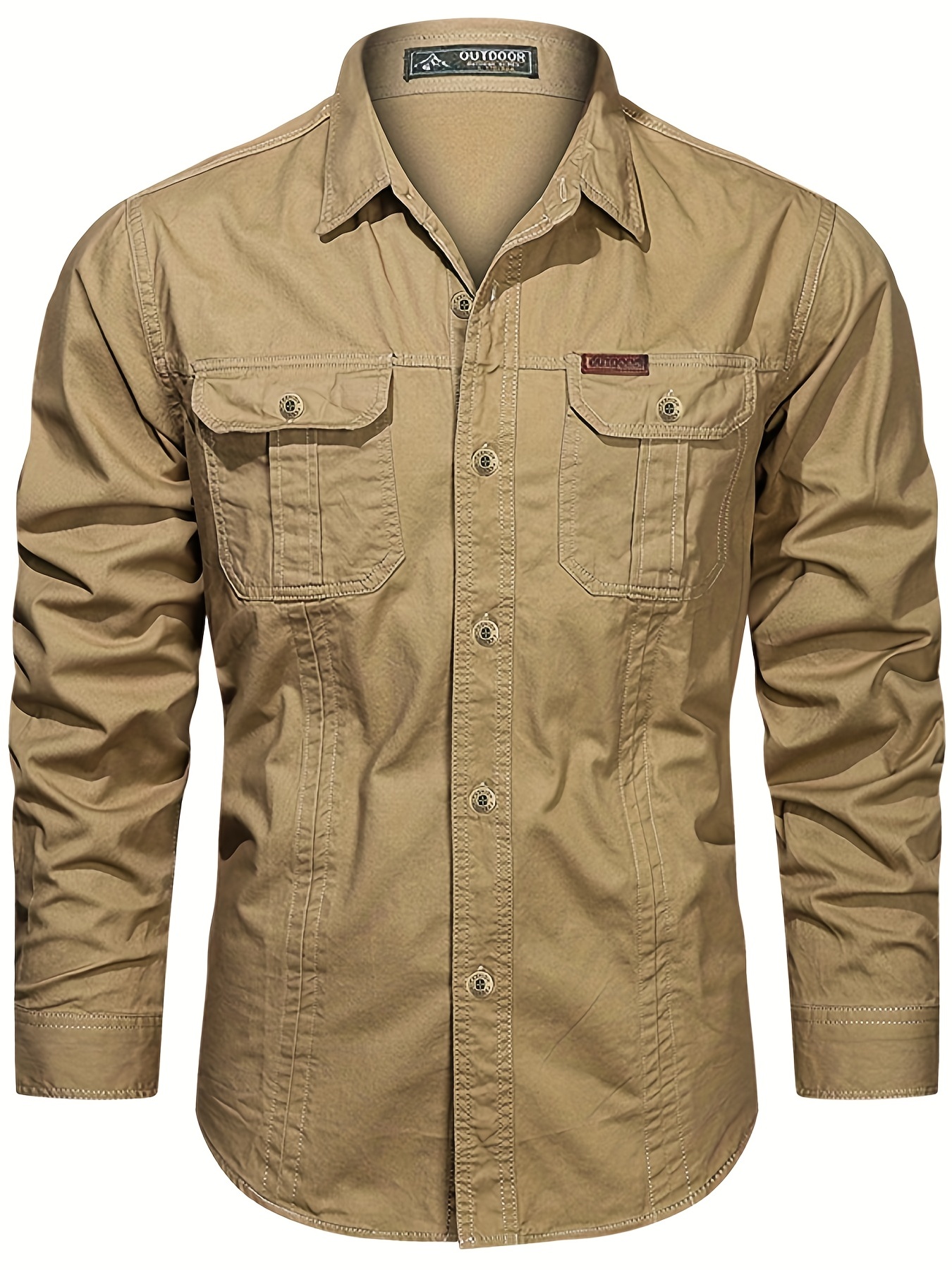 Men's Cotton Button Slim Fit Long Sleeve Casual Shirt - Temu