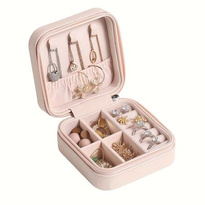1pc Jewelry Box, Travel Portable Jewelry Organizer, Mini Ring Storage Case, Necklace Storage Box, Small Storage Box For Earrings Ring Necklace