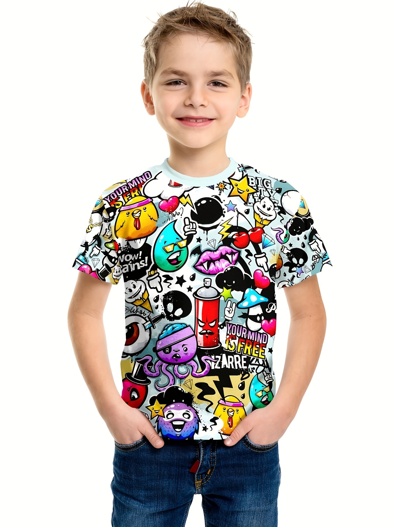 Maglietta Urban Backwoods Per Bambini E Ragazzi Con Simbolo Anime - Stampa Di Alta Qualità - Cotone 100% - Vestibilità Normale - Colore Bianco - 4