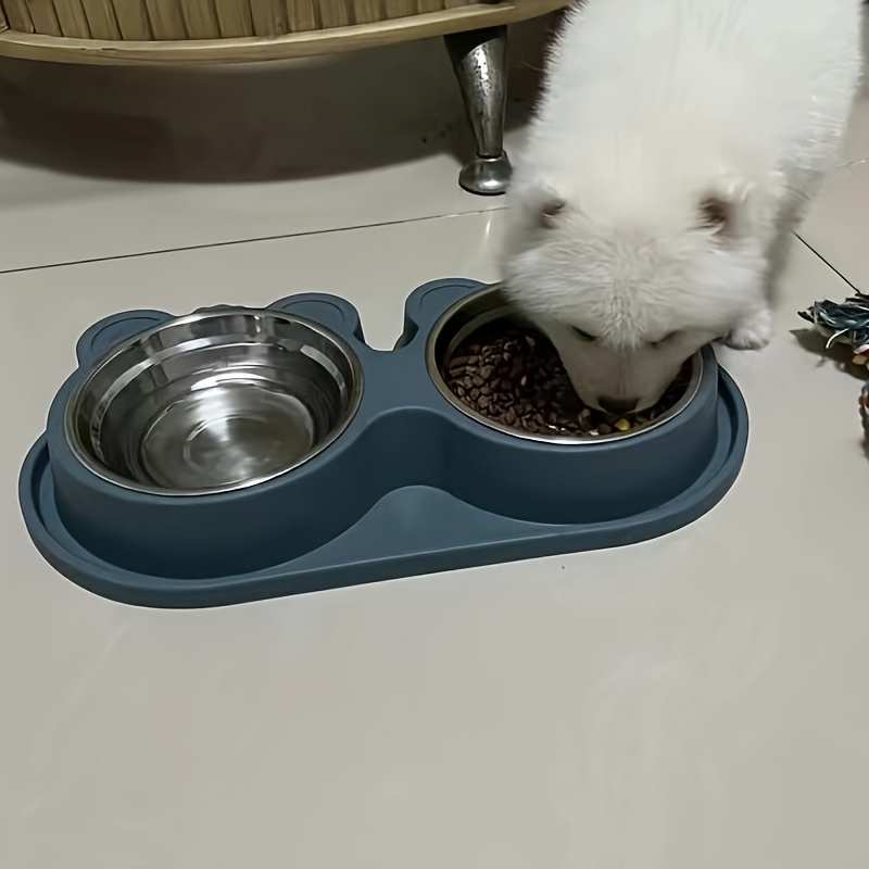 

Stainless Steel Dog Double Bowls, 2 In 1 Pet Feeder Bowl For Food And Water With Pp Stand, Non-slip Pet Feeding And Drinking Supplies