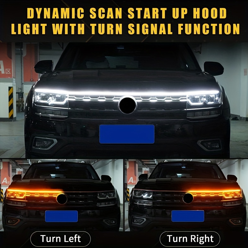 Dynamic Scan Start Up Hoodbeam Kit Flexible Car Hood LED Strip Lights 150CM  US
