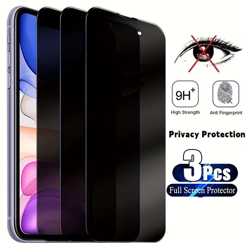 Protector de pantalla de privacidad para iPhone 12/12 Pro Super Protection  [2 unidades] Película de vidrio templado de pantalla completa de privacidad