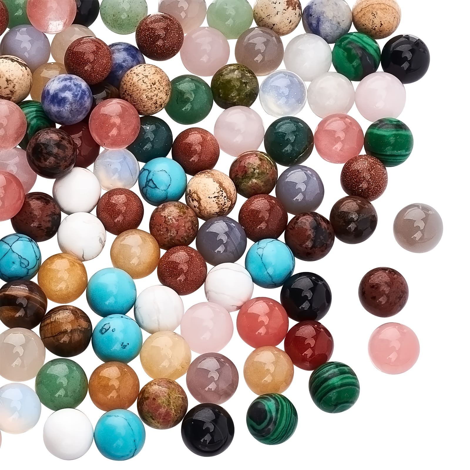 100 PCS 10mm Natural Gemstone Beads Loose Beads Stone Charms For Jewelry Making