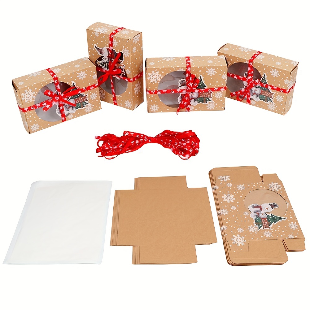 Sunolga 20 cajas de galletas con ventana, juego de cajas de cupcakes de  Navidad de 4 x 4 x 2.5 pulgadas, caja cuadrada de papel kraft de grado