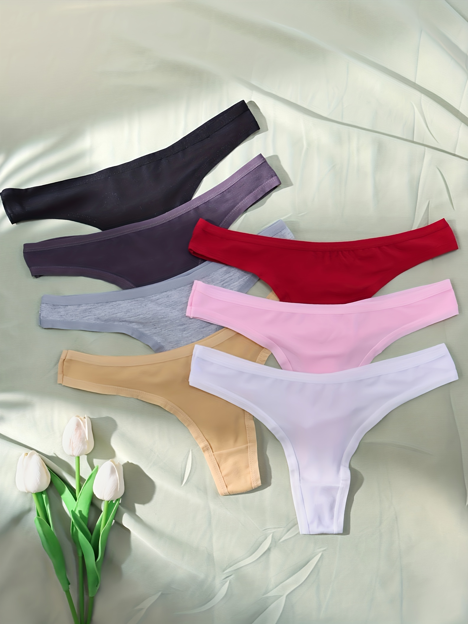 Simple Solid Thongs Soft Comfy Stretchy Intimates Panties - Temu