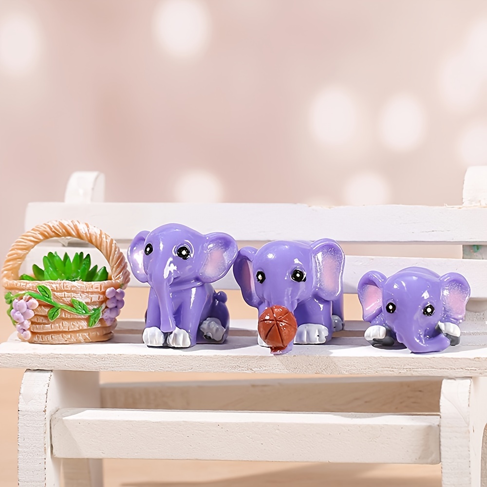 7pcs Small Resin Animals, Including 1 Banana And 6 Cute Elephants, Bonsai  Micro Landscape Decoration DIY, Table Cabinet Decorations, Home Decoration