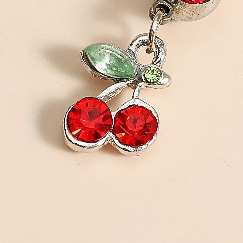 Cherry Rhinestone Stainless Steel Navel Ring Belly Button Ring
