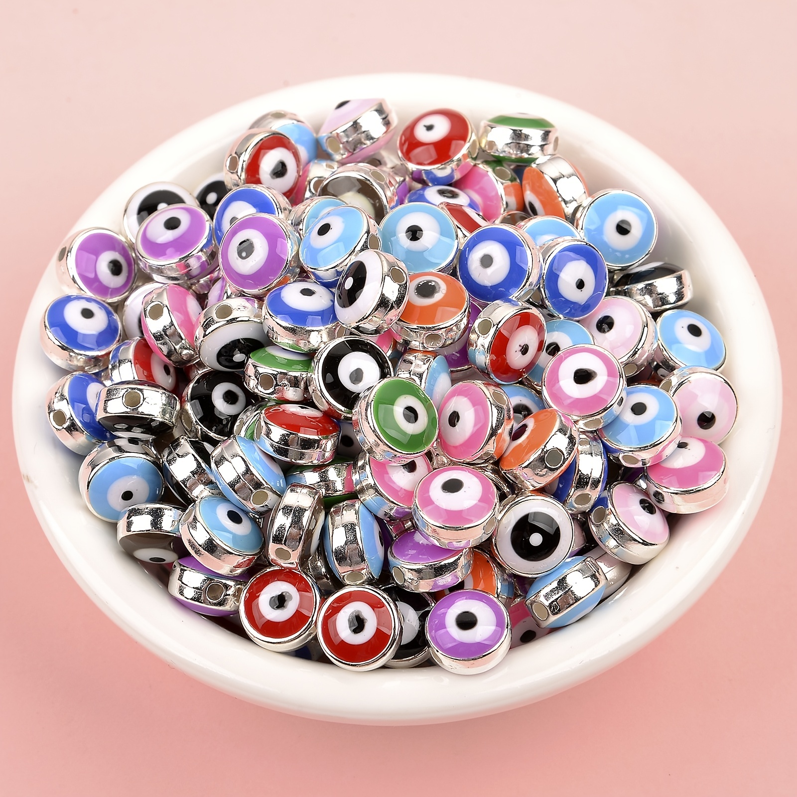 Colorful Round Evil Eye Beads Resin Beads Spacer Loose Beads For